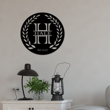 Last Name Monogram with Established Year Metal Sign - Simply Royal Design
